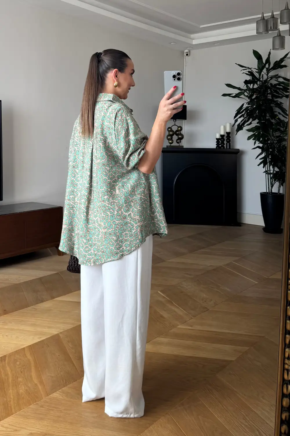Desenli Uzun Kollu Kadın Gömlek 7