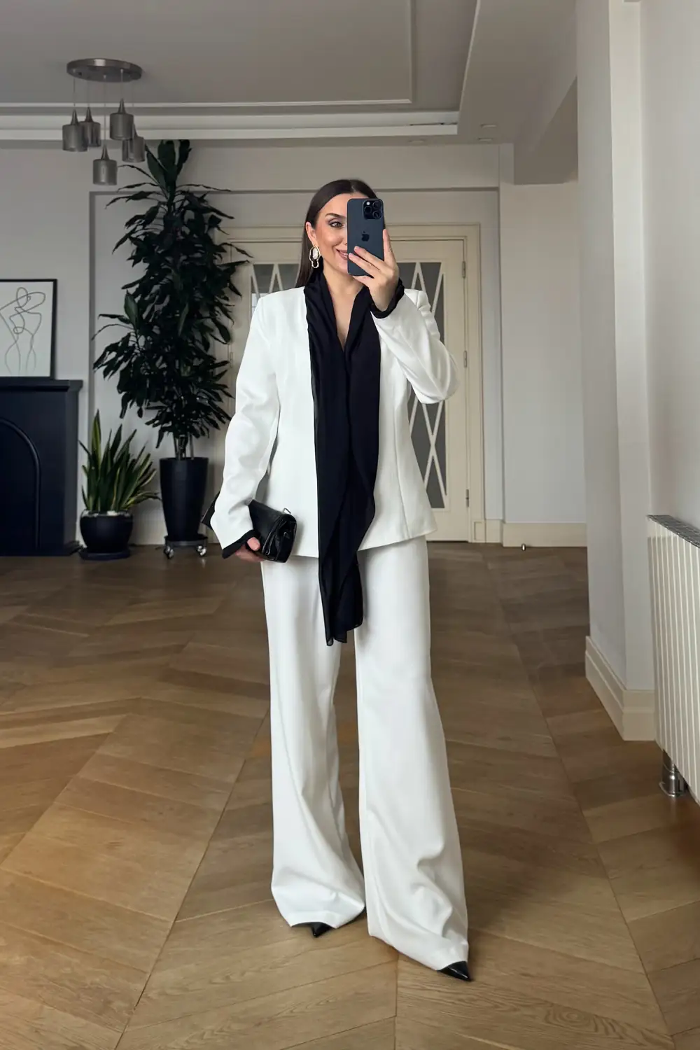 Fular Bağlamalı Blazer Pantolon Takım 5