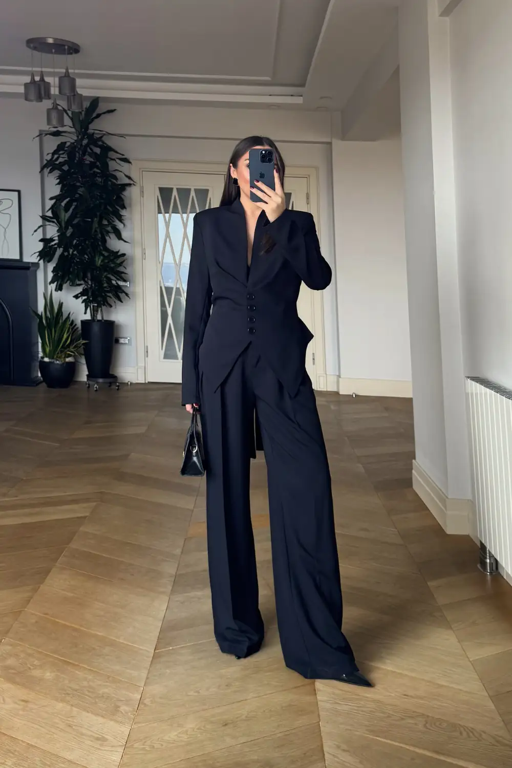 Bağlama Detaylı Kruvaze Blazer Pantolon Takım 3
