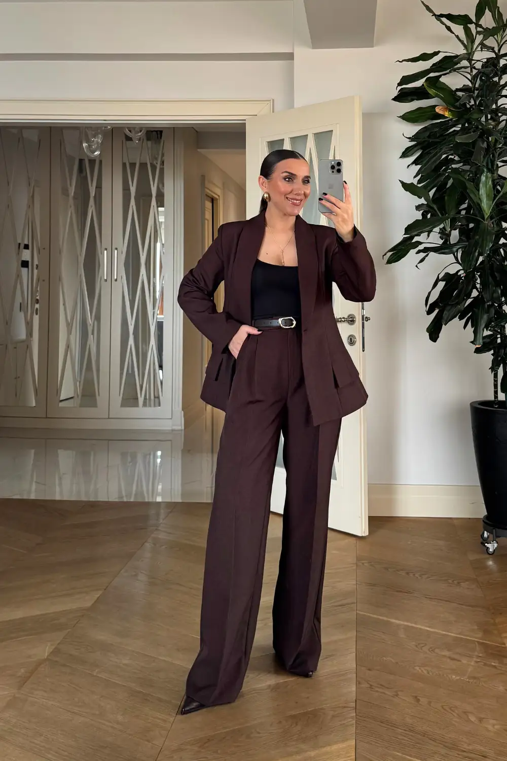 Düz Kesim Pileli Kadın Pantolon 7