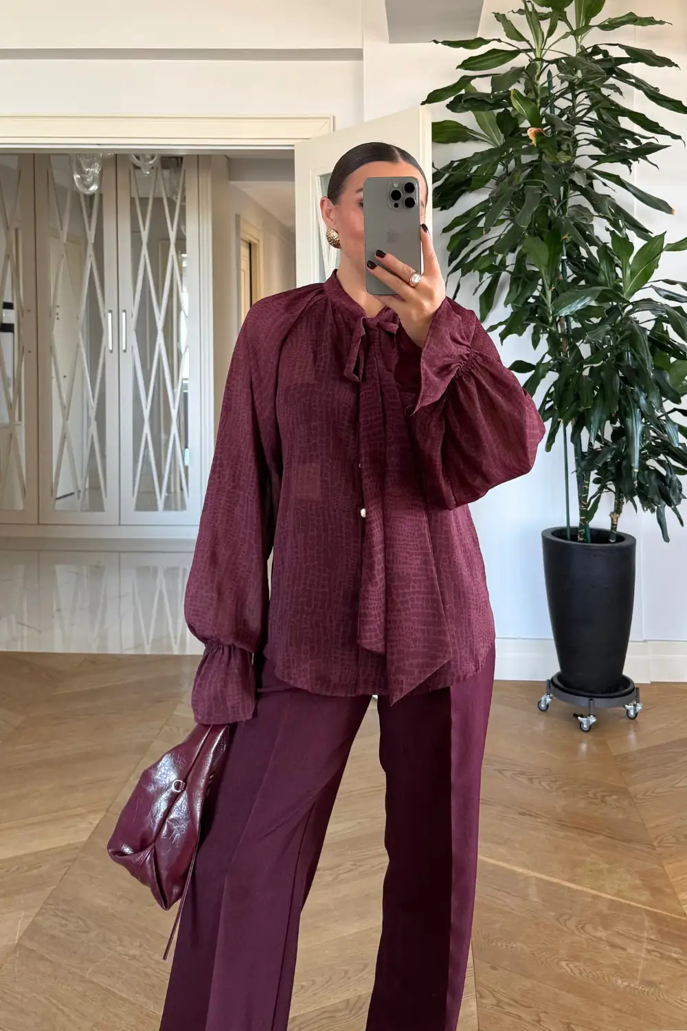 Hakim Yaka Bağlamlı Uzun Kollu Bluz 9
