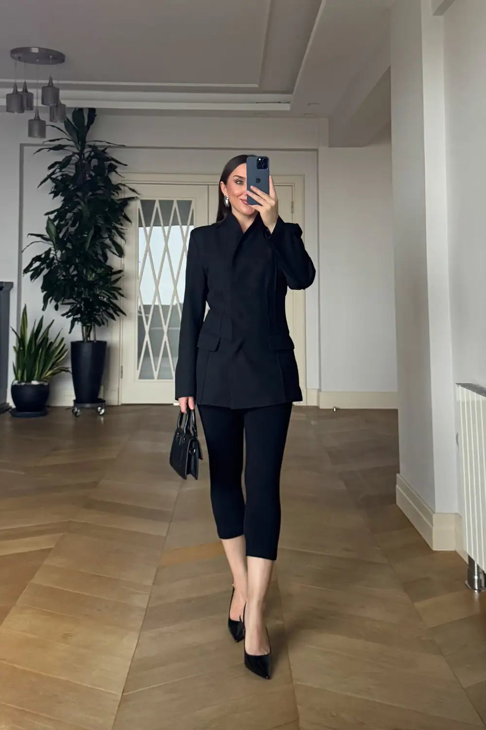 Yakasız Blazer Kadın Ceket - SİYAH