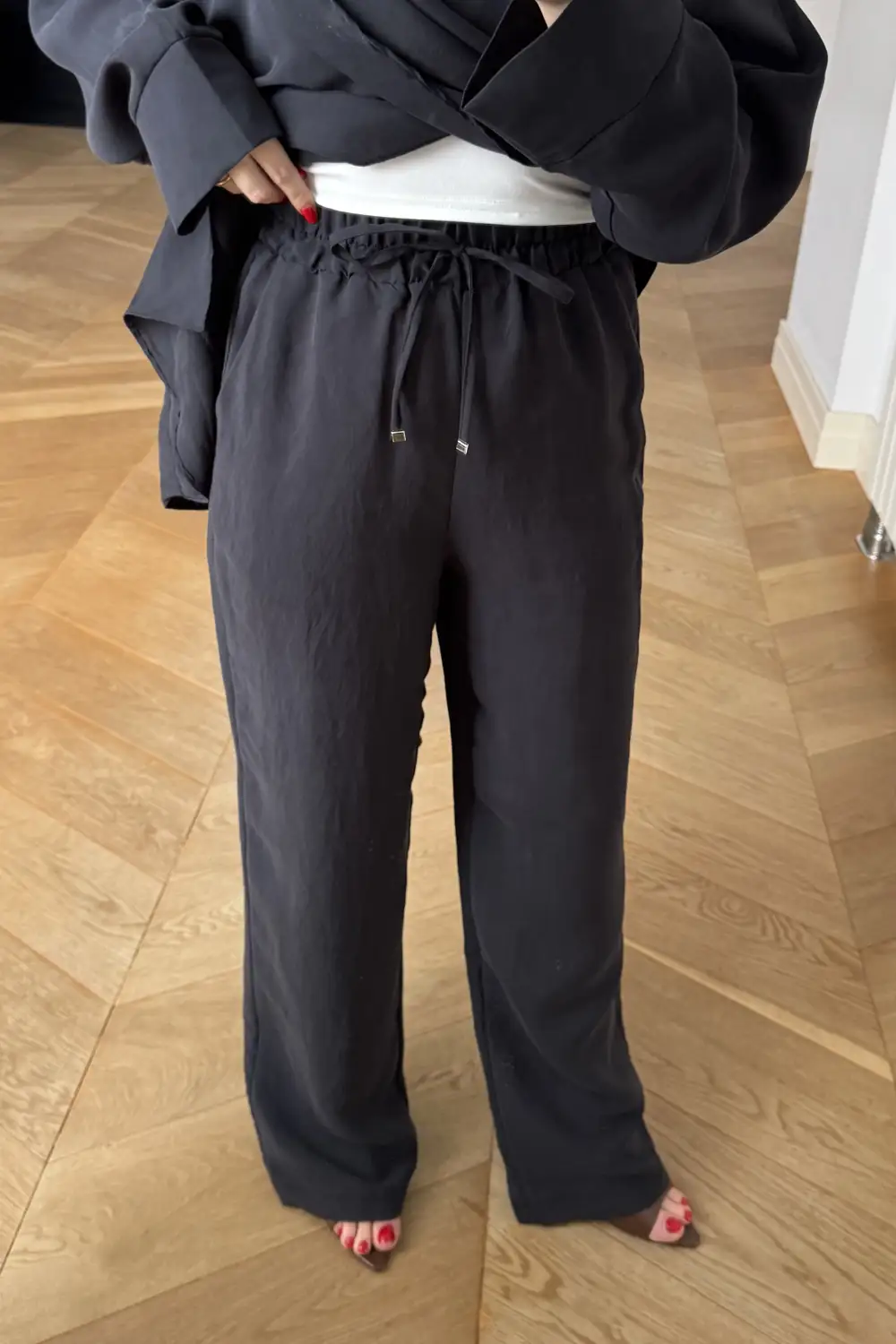 Şal Detaylı Bluz Pantolon Takım 4