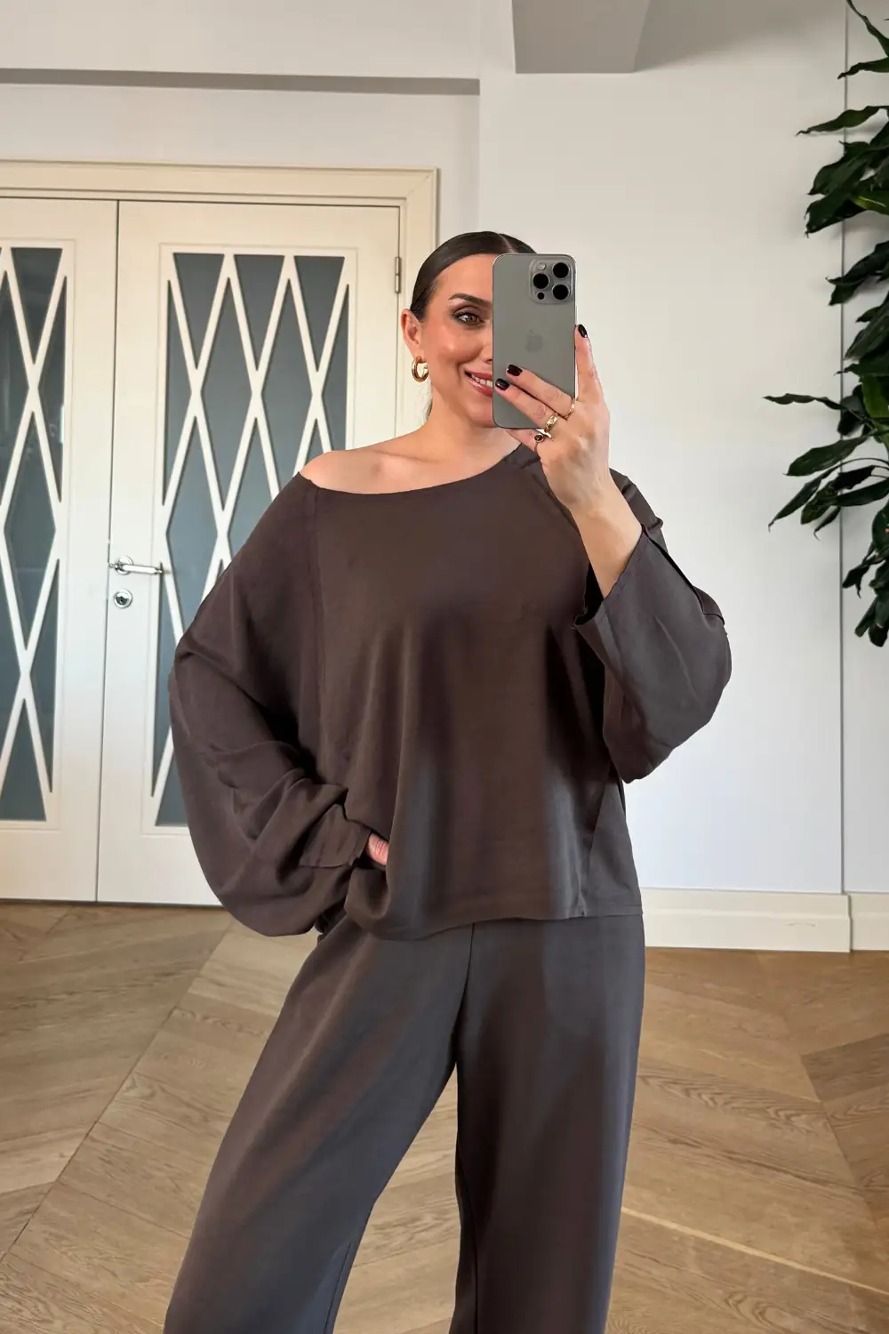 Kayık Yaka Sweat Pantolon Kadın Takım 7