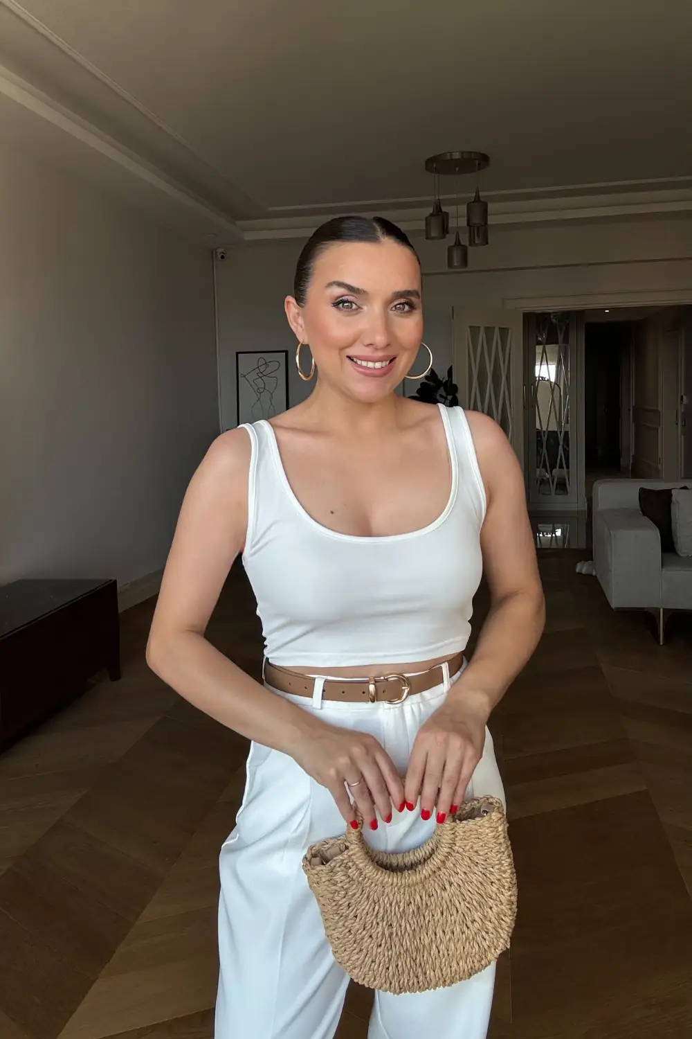Askılı Crop Top - Ekru