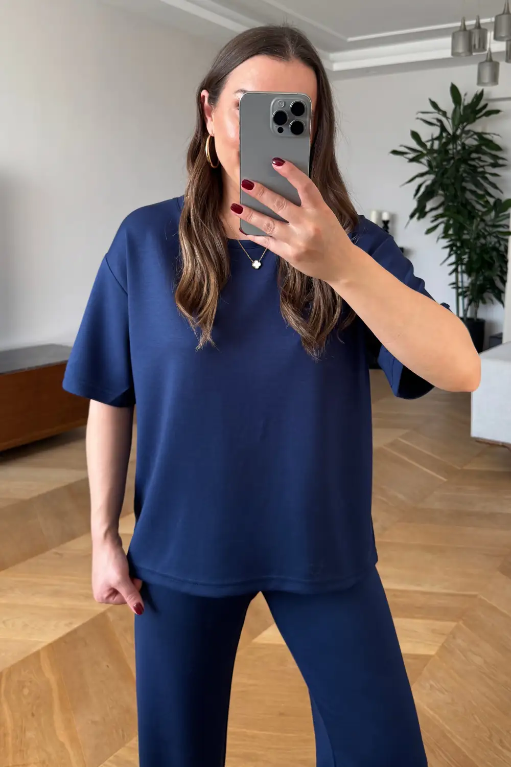 Basic Tshirt Eşofman Kadın Takım - Lacivert