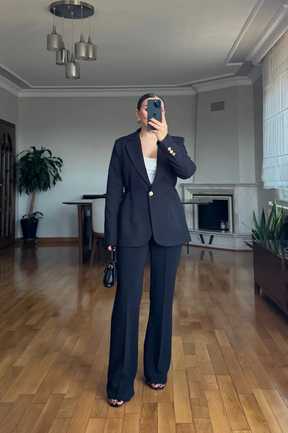 Bağlama Detaylı Blazer Kadın Ceket - SİYAH