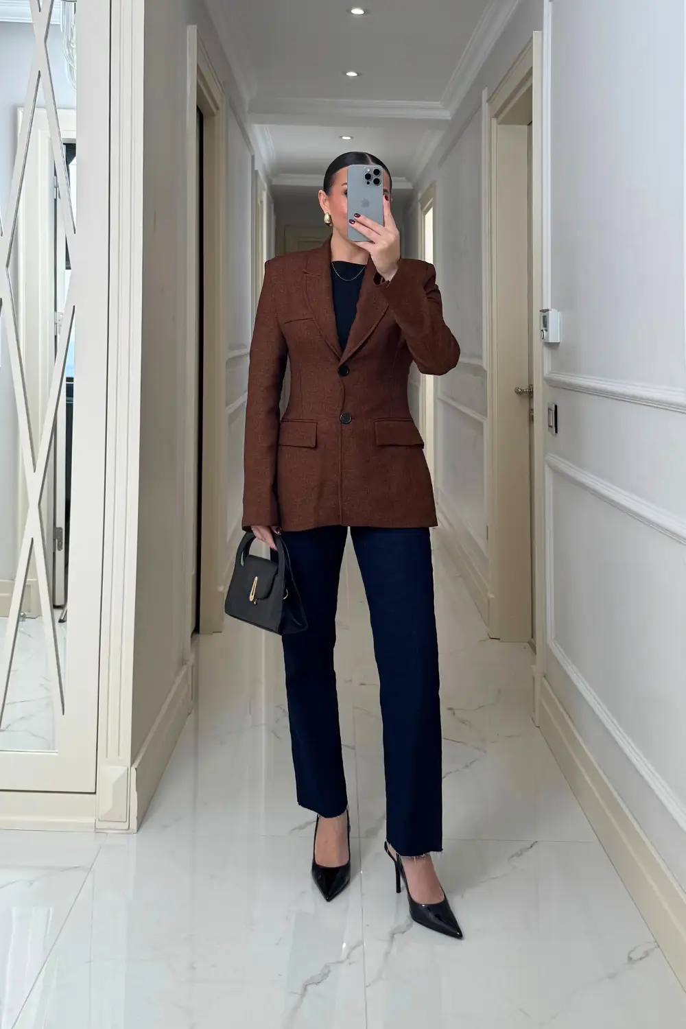 Vücuda Oturan Blazer Kadın Ceket - Kahverengi