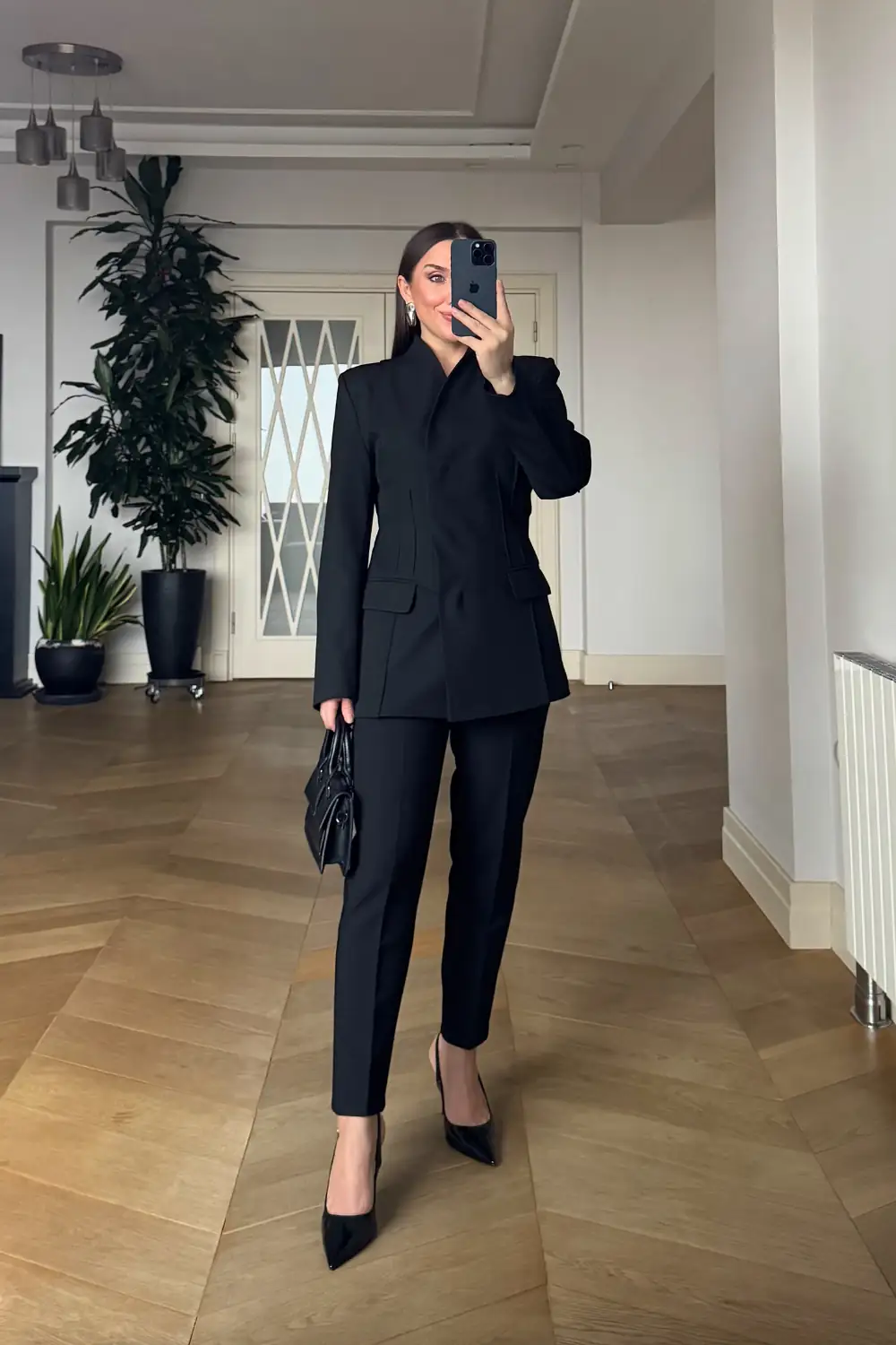 Yakasız Blazer Kadın Ceket - SİYAH