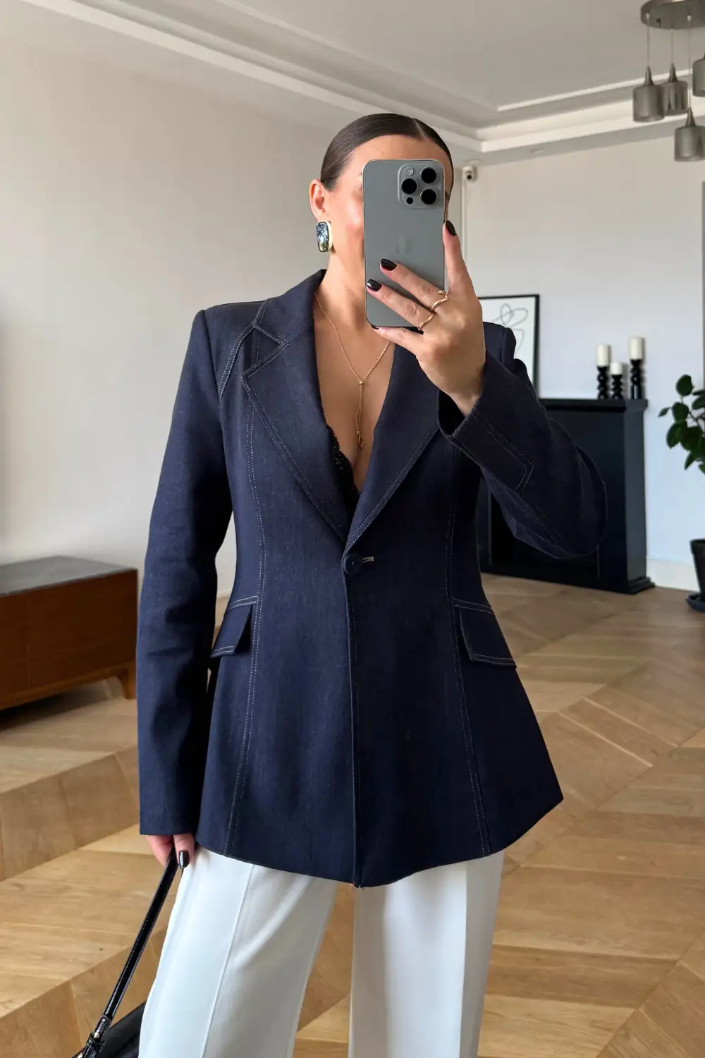 Denim Blazer Kadın Ceket 5