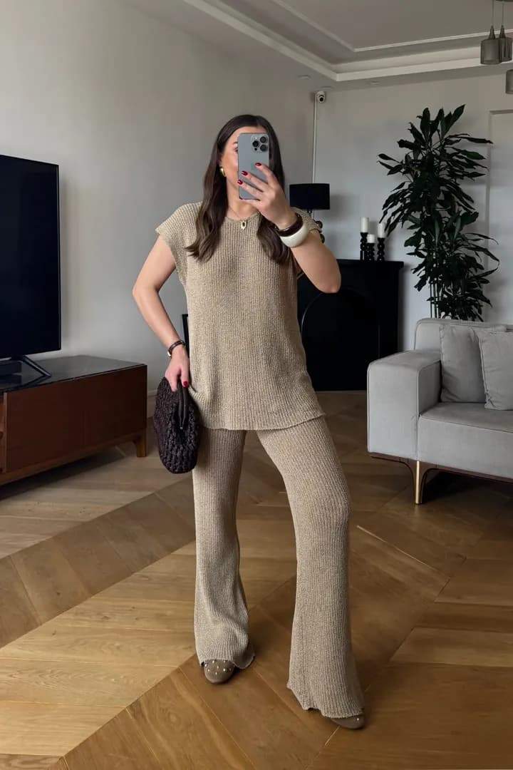 Triko Bluz Pantolon Kadın Takım 2