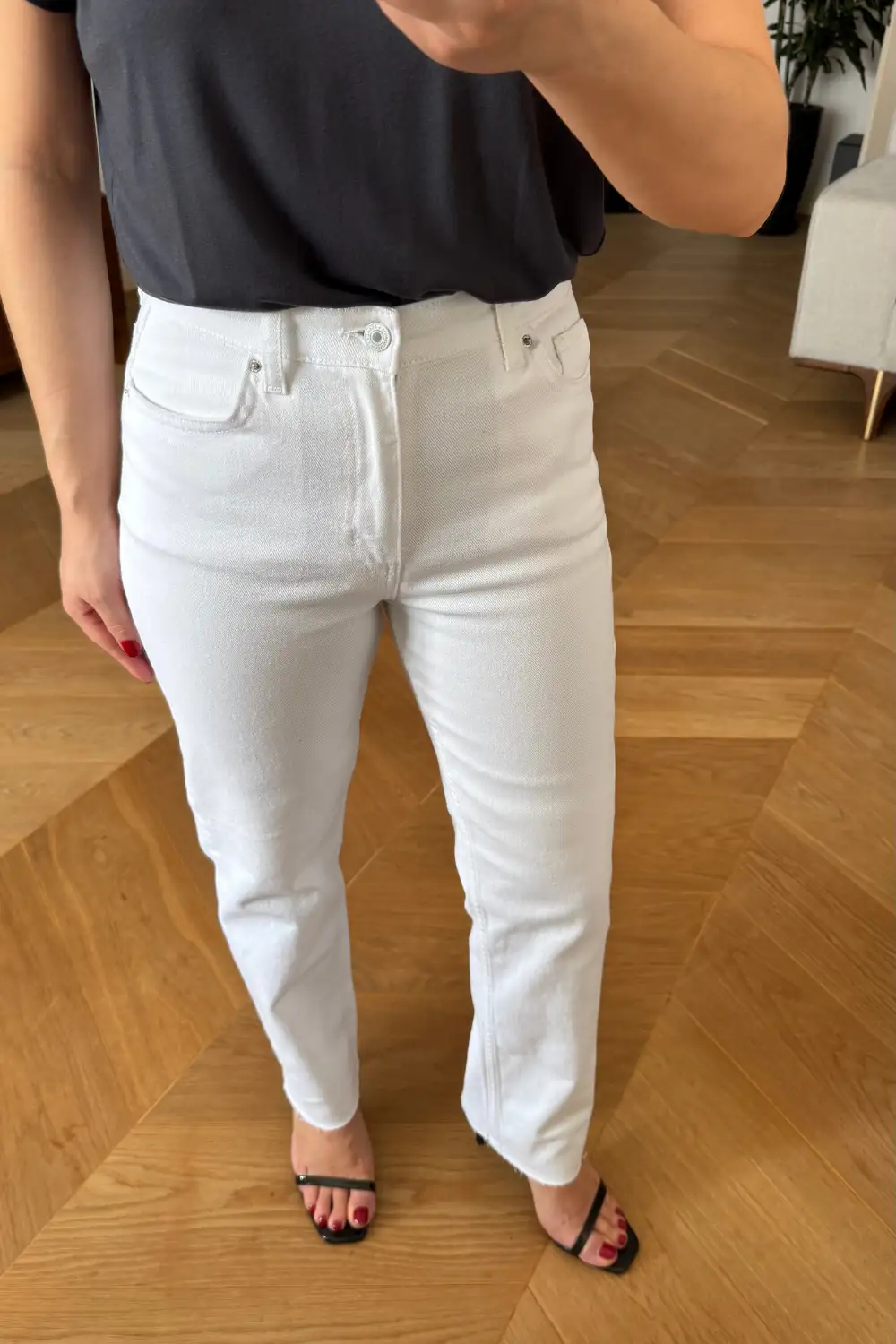 Kesik Paça Boyfit Kadın Denim Pantolon 3