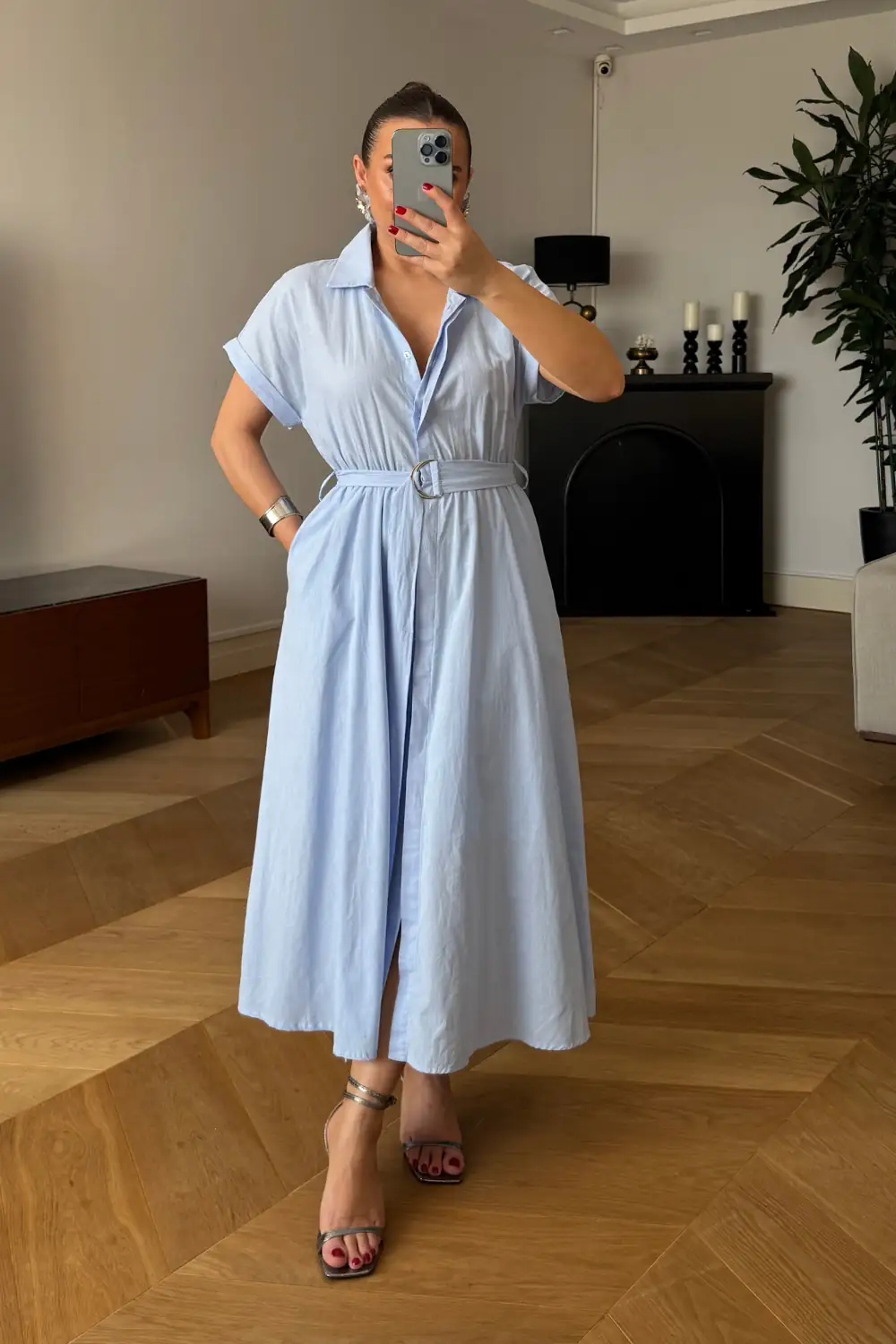 Poplin Midi Gömlek Elbise 2