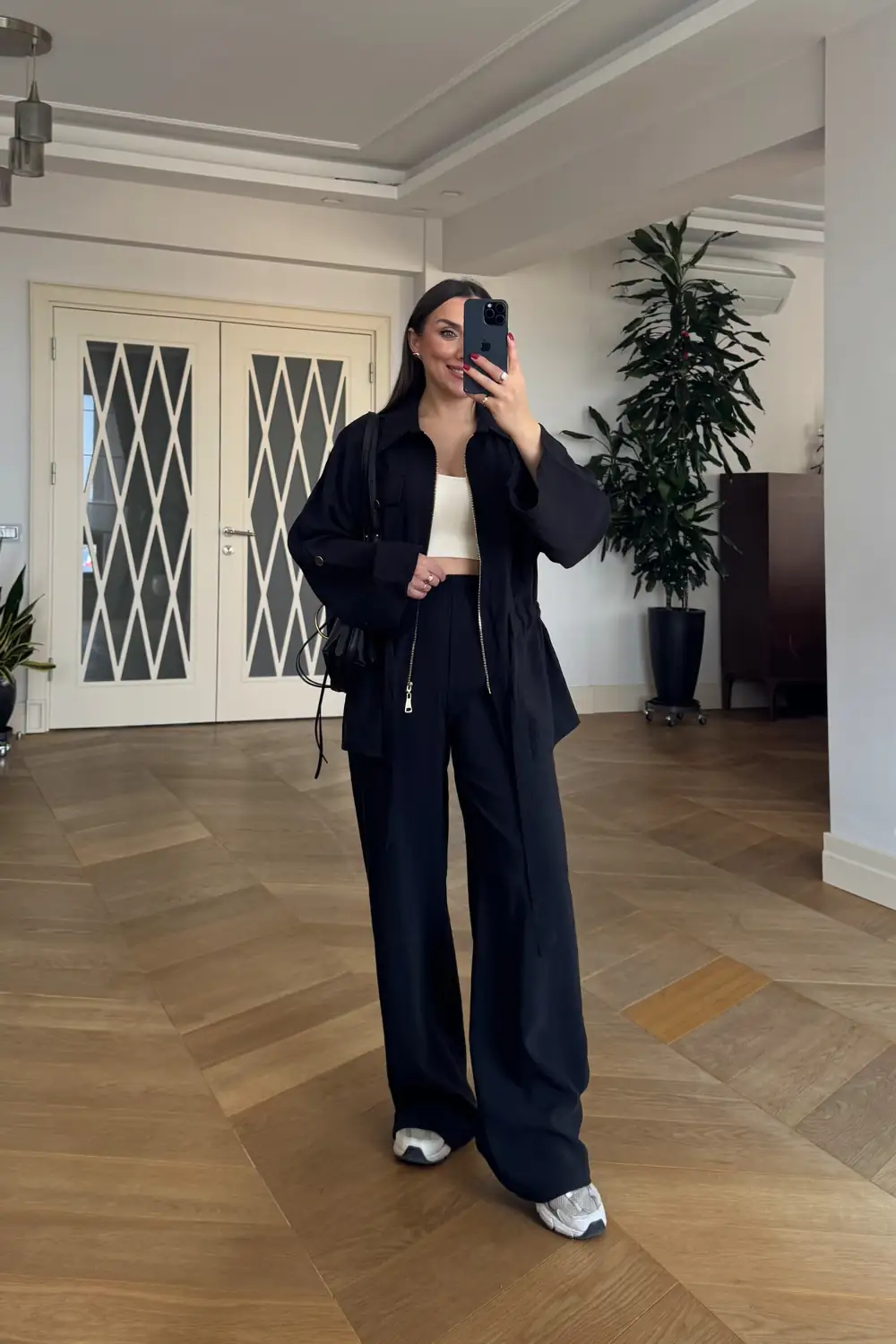 Modal Karışımlı Ceket Pantolon Kadın Takım - SİYAH