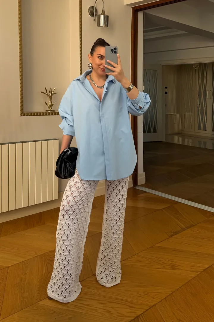 Uzun Kollu Poplin Kadın Gömlek 6