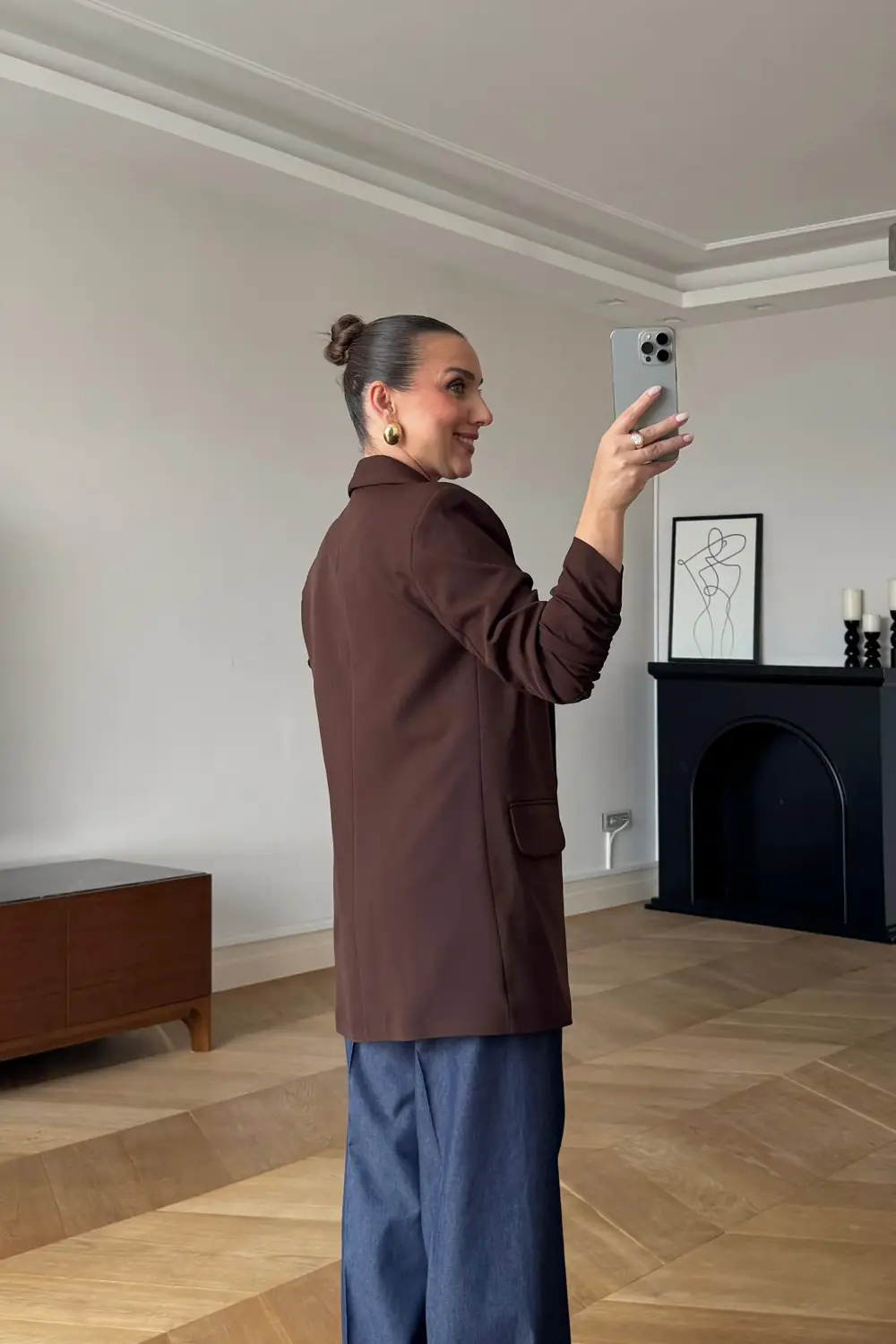Kolları Büzgülü Blazer Kadın Ceket 8