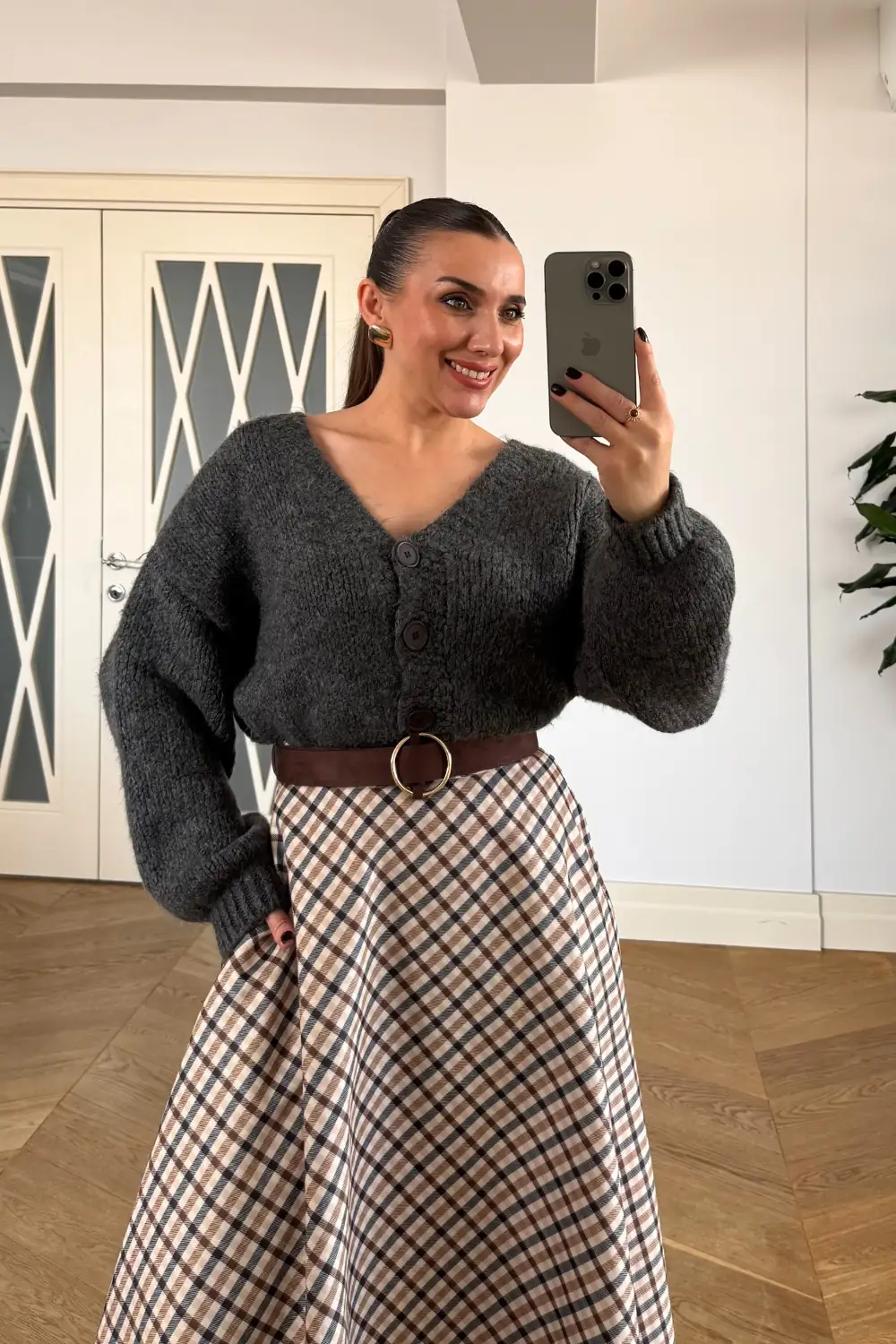 V Yaka Oversize Triko Kadın Hırka 3