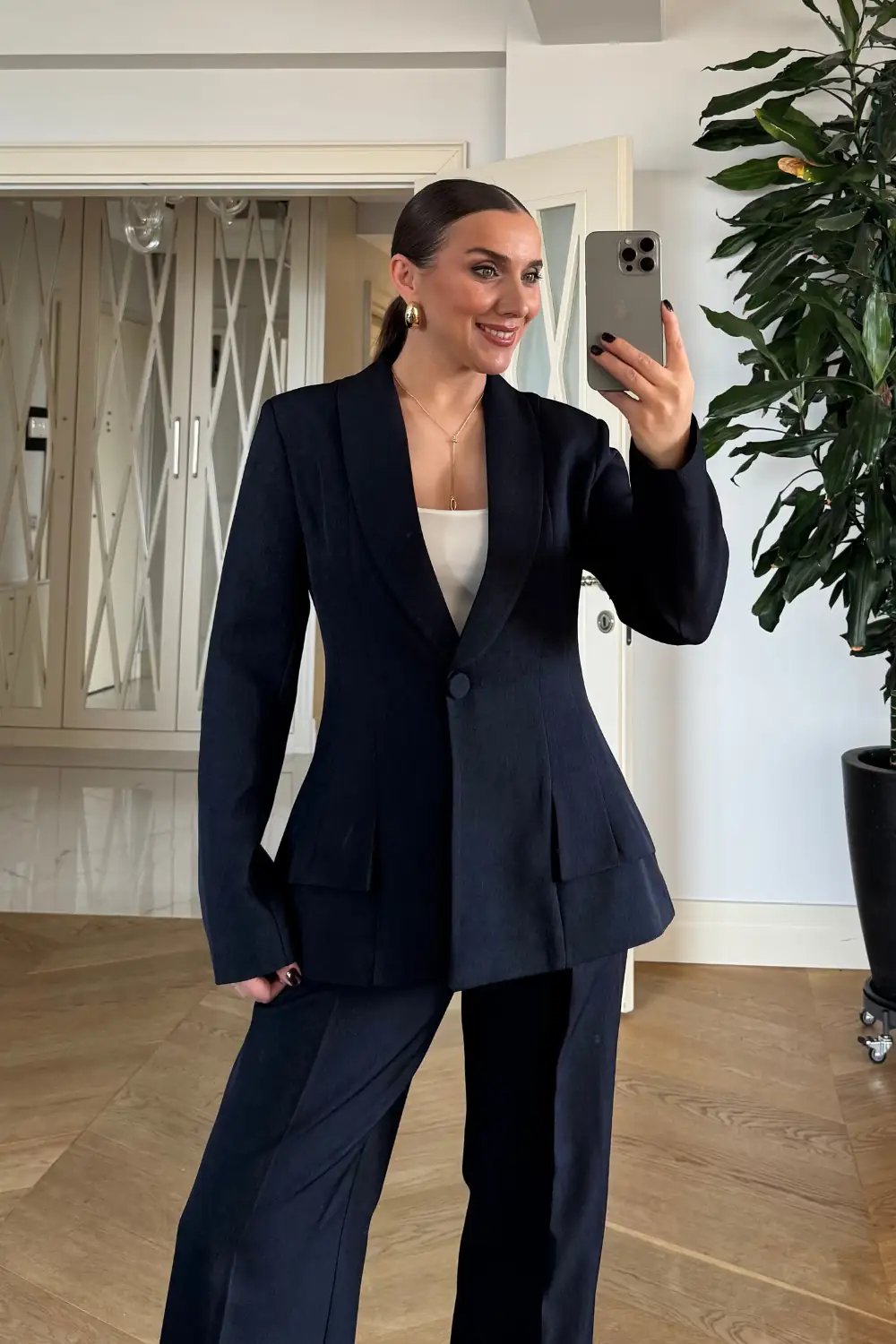 Şal Yaka Blazer Kadın Ceket - Lacivert