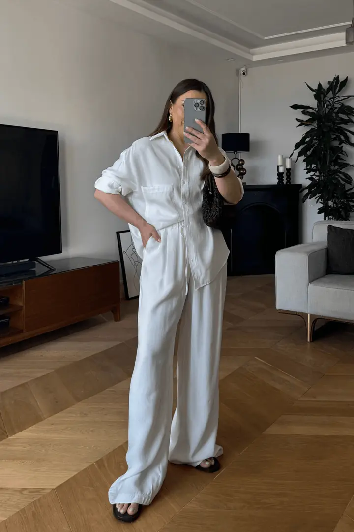 Pamuklu Gömlek Pantolon Kadın Takım 1