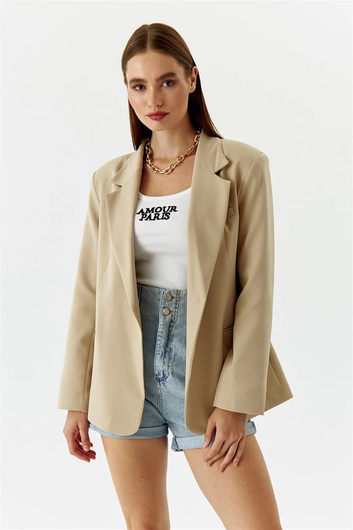 Tek Düğmeli Blazer Kadın Ceket 3