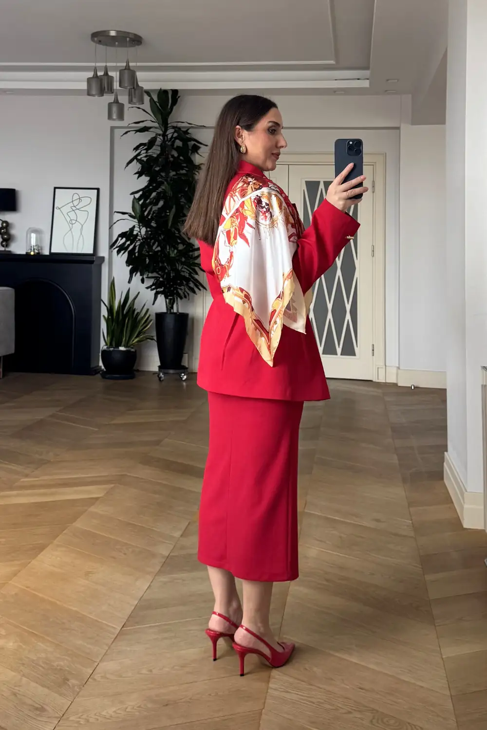 Kemerli Blazer Kadın Ceket - Kırmızı