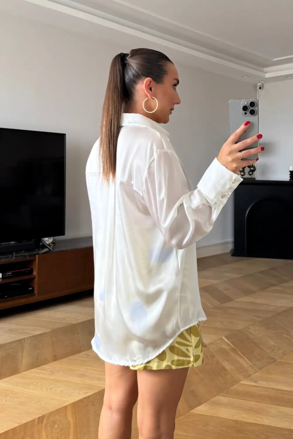 Basic Saten Kadın Gömlek 4