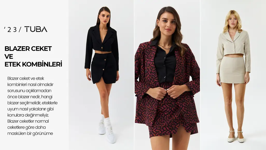 Blazer ceket ve Etek Kombinleri