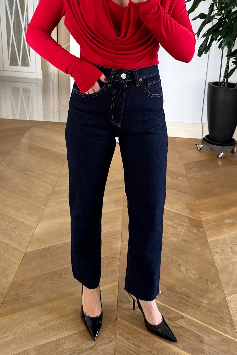 Kesik Paça Boyfit Denim Kadın Pantolon 7