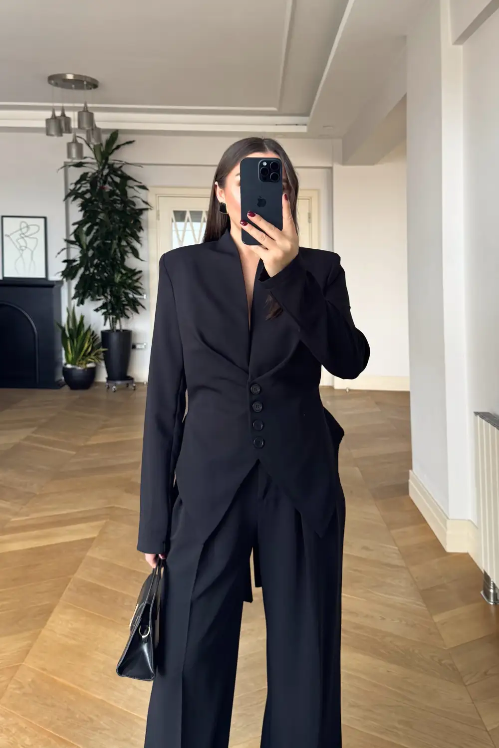 Bağlama Detaylı Kruvaze Blazer Pantolon Takım 4