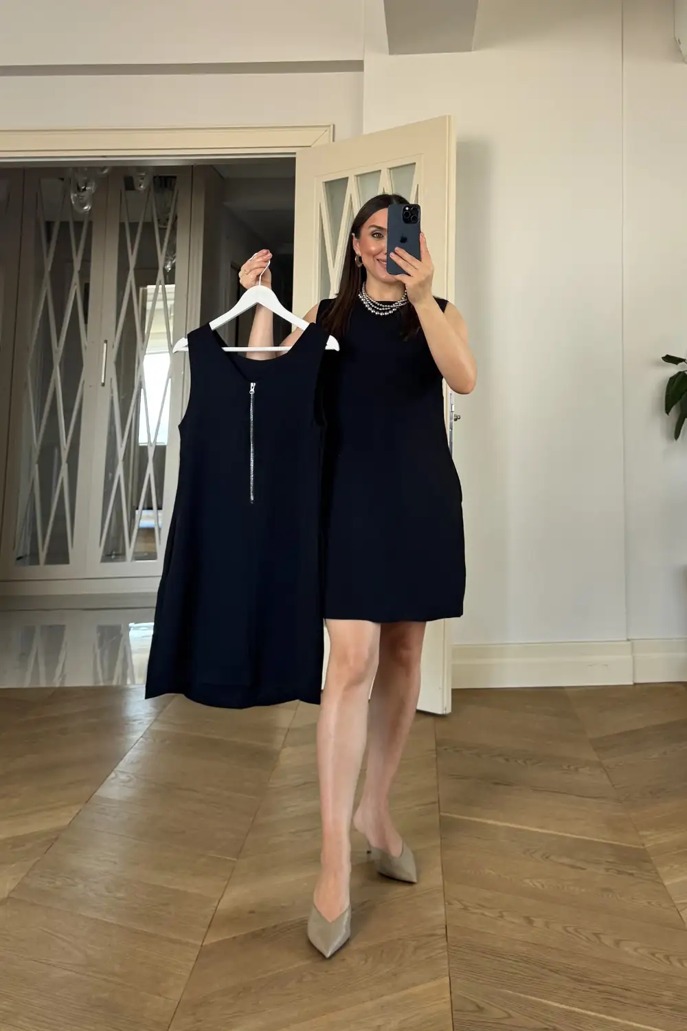 Sıfır Kol Sırt Fermuarlı Mini Elbise 2