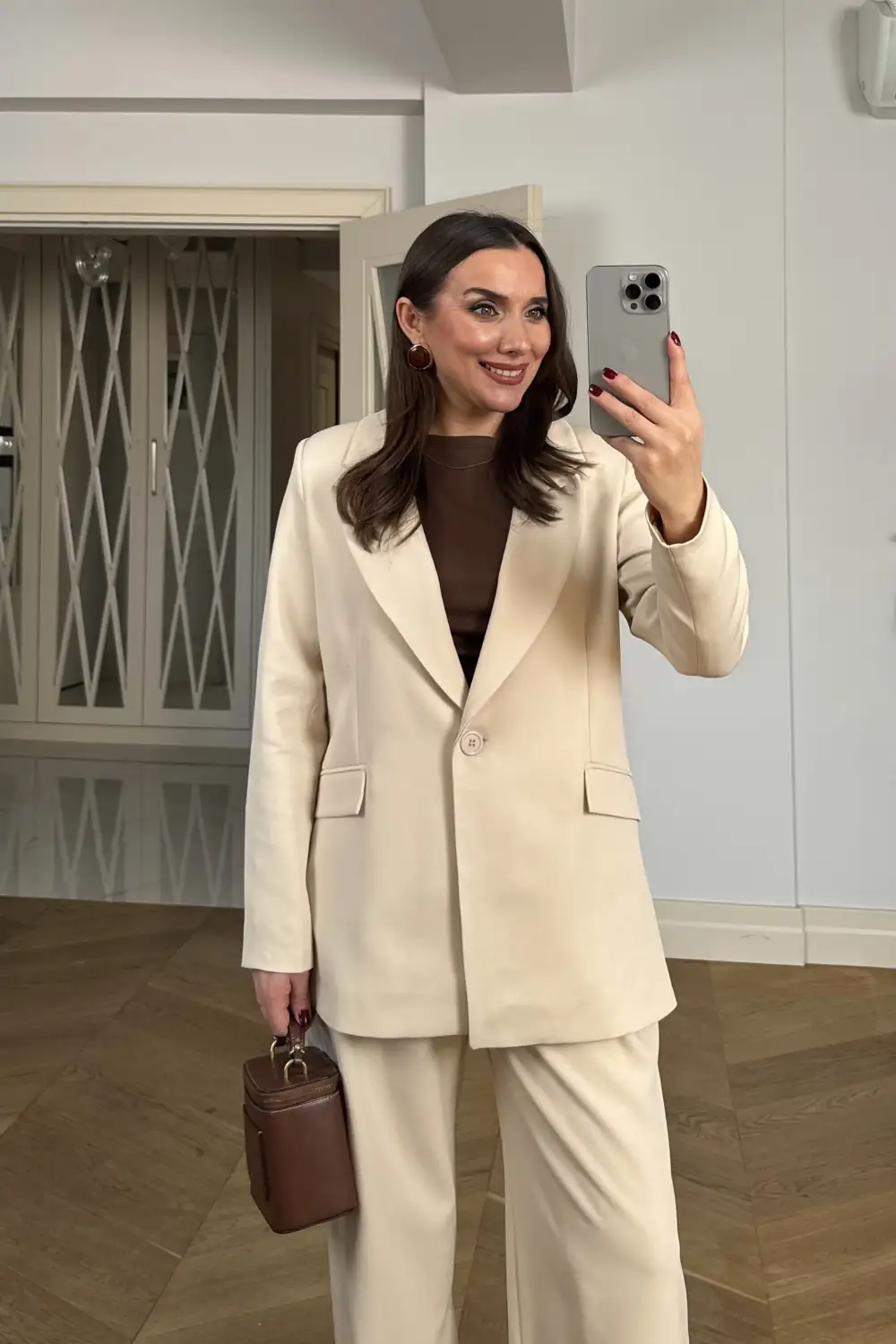 Tek Düğmeli Blazer Kadın Ceket - Bej