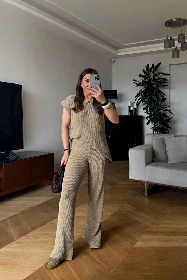 Triko Bluz Pantolon Kadın Takım 3