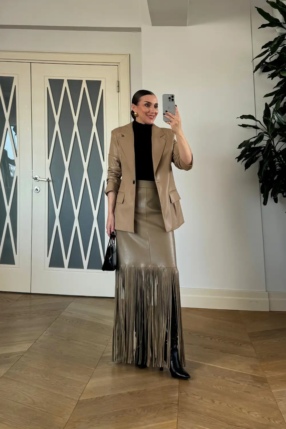 Suni Deri Blazer Kadın Ceket 2