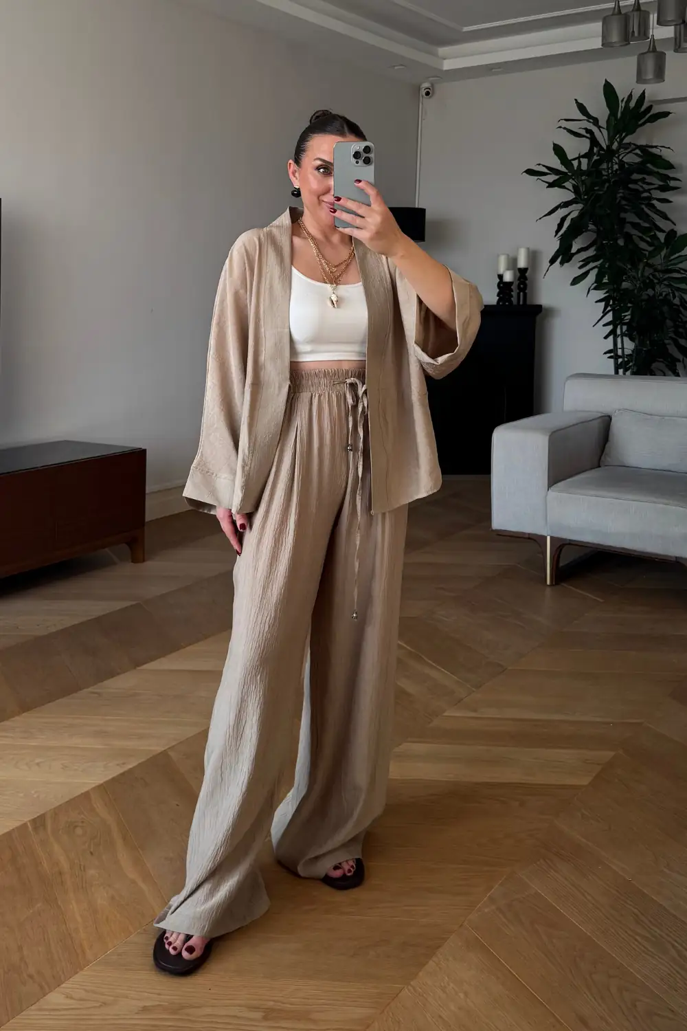 Bağlama Detaylı Kimono Pantolon Kadın Takım 5