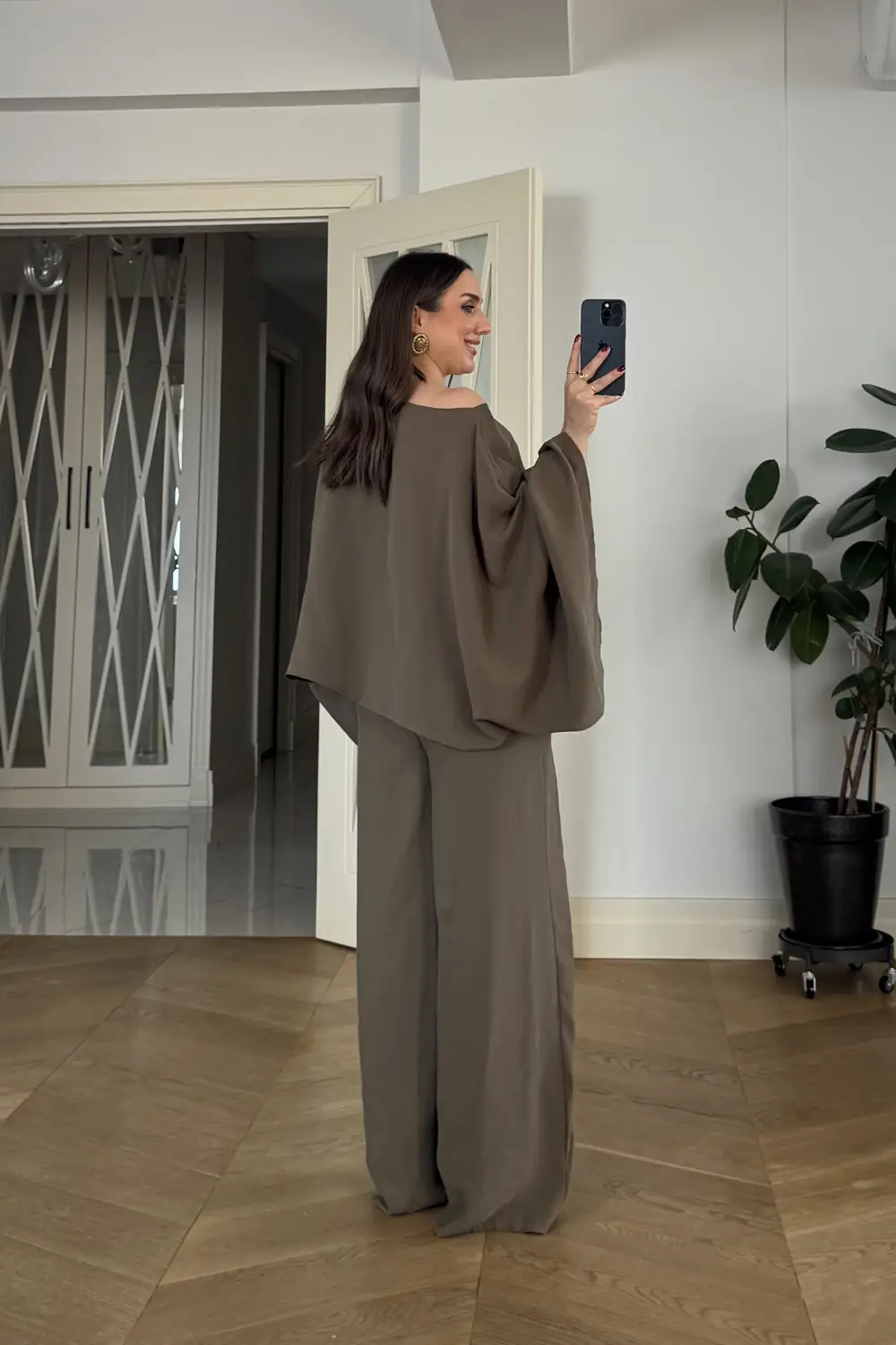 Pelerin Bluz Pantolon Kadın Takım - HAKİ
