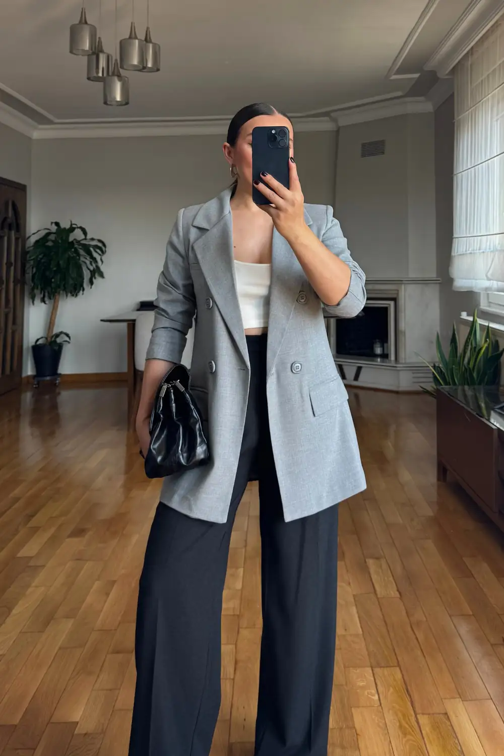 Kruvaze Blazer Kadın Ceket - Gri