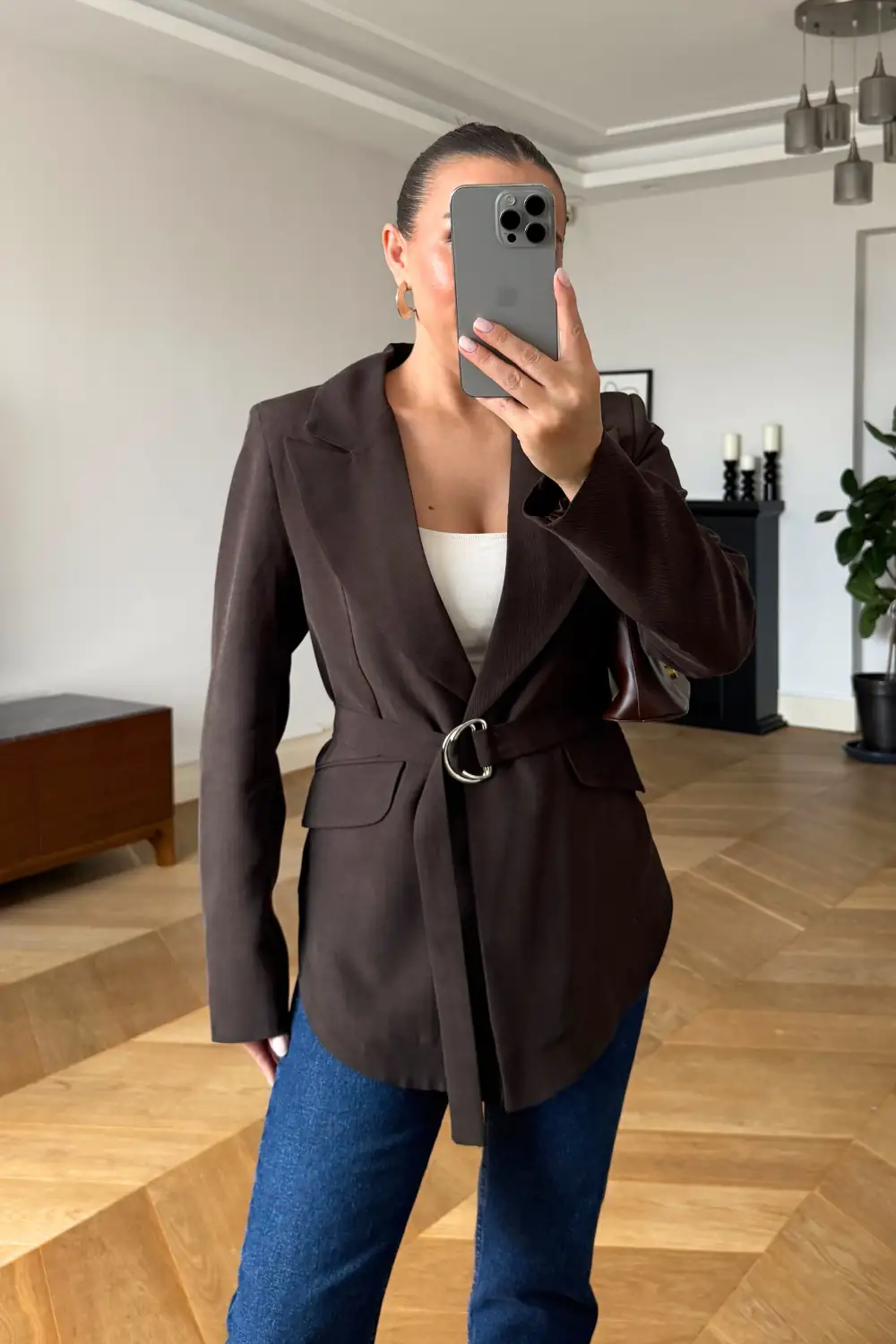 Kemerli Blazer Kadın Ceket 2